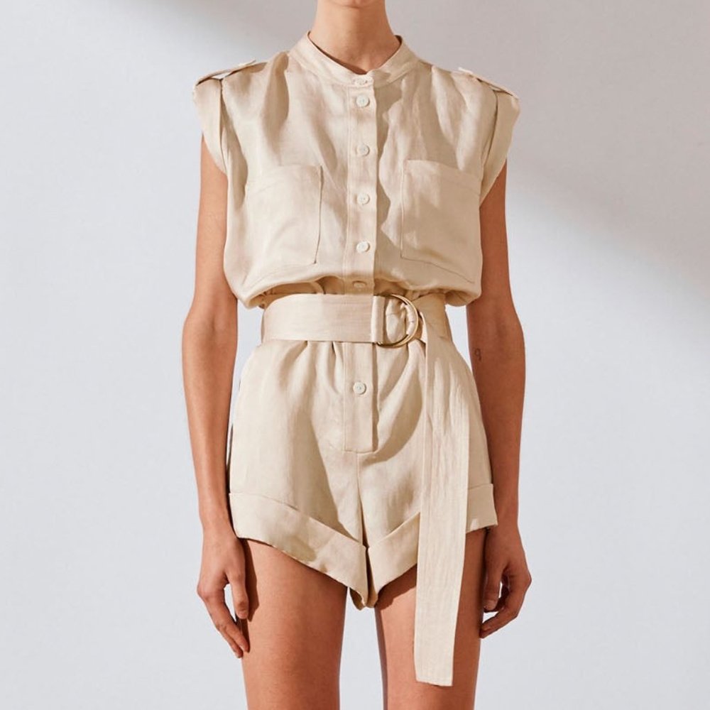 NWT Shona Joy Wren Jumpsuit Romper, Cream Size 4